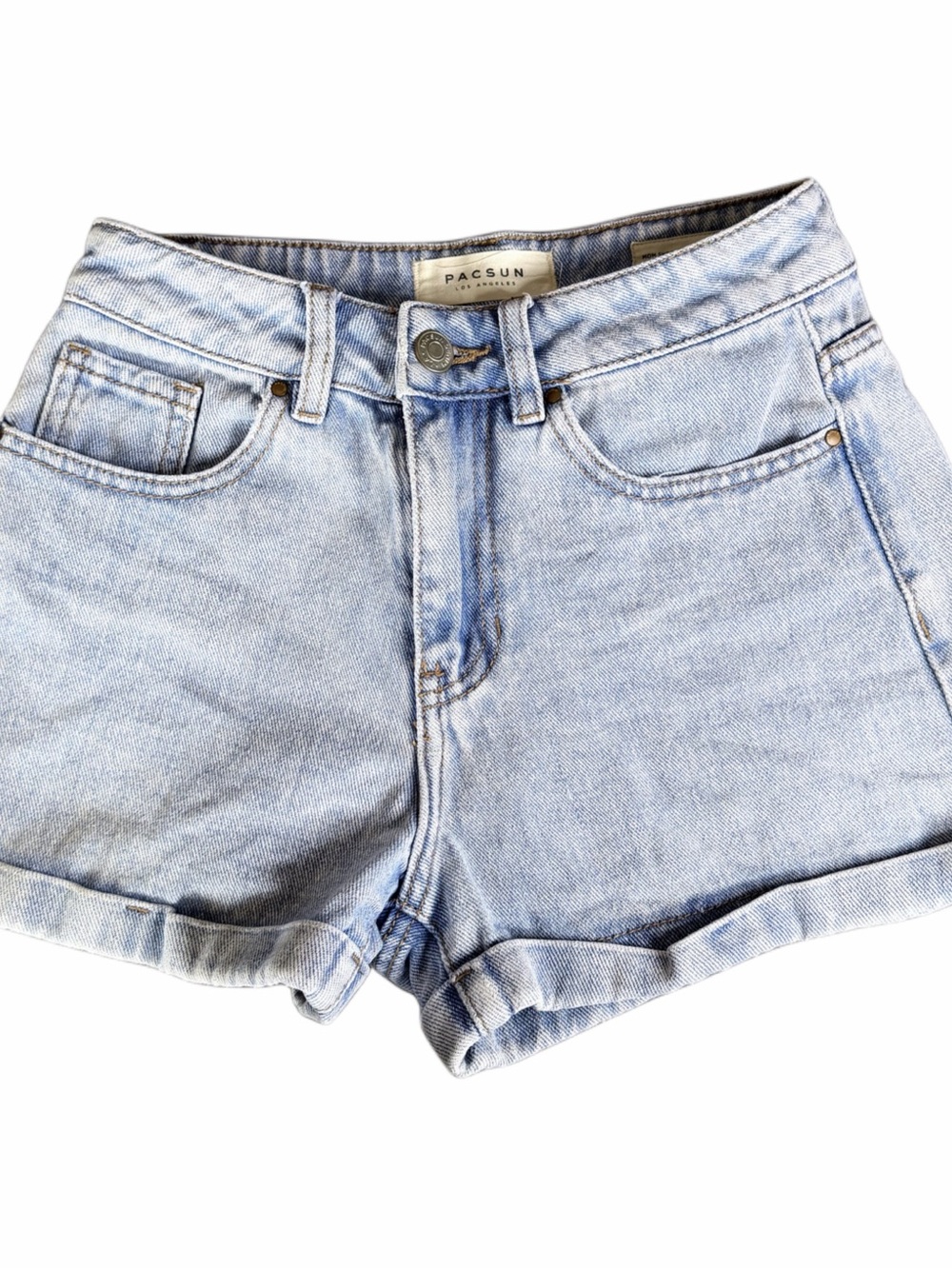 PacSun Mom Shorts Women’s Size 22 Light Wash High Rise Cuffed 100% Cotton Denim